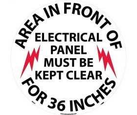 NMC WFS27 Area In Front Of Electrical Panel Walk On Floor Sign, Walk-On (Textured), 17" x 17"