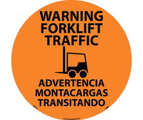 NMC WFS34 Warning Forklift Traffic Bilingual Sign, Walk-On (Textured), 17" x 17"