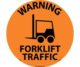 NMC WFS35 Warning Forklift Traffic Walk On Floor Sign, Walk-On (Textured), 17" x 17"