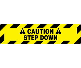 NMC WFS627 Caution Step Down Anti-Slip Cleat, Walk-On (Textured), 6" x 24"