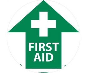 NMC WFS6 First Aid Walk On Floor Sign, Walk-On (Textured), 17" x 17"