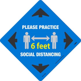 NMC WFS71BL Social Distancing Walk On Floor Sign, Blue
