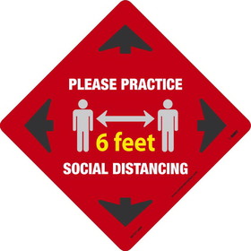 NMC WFS71RD Social Distancing Walk On Floor Sign, Red