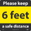 NMC 12 X 12 Walk On Floor Sign, Please Keep A Safe Dist. 11.75X11.75 Tex, Price/each