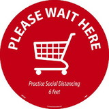 NMC WFS82 Please Wait Here Shopping Cart Floor Sign