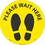 TEMP STEP- PLEASE WAIT HERE FOOTPRINT- BLACK/YELLOW- 8 X 8-NON-SKID SMOOTH ADHESIVE BACKED REMOVABLE VINYL- PK10