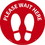 TEXWALK- PLEASE WAIT HERE FOOTPRINT- RED/WHITE- 8 X 8- REMOVABLE ADHESIVE BACKED- SLIP-RESISTANT FLOOR SIGN- 10 PACK