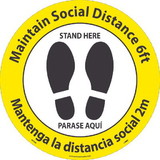 NMC WFS99 Social Distancing, Stand Here, Floor Sign, Eng/Esp
