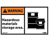 NMC WGA15LBL Warning Hazardous Materials Storage Area Label, Adhesive Backed Vinyl, 3