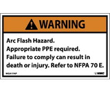 NMC WGA17LBL Warning Arc Flash Hazard Label, Adhesive Backed Vinyl, 3