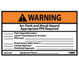NMC WGA18LBL Warning Arc Flash Hazard Label, Adhesive Backed Vinyl, 3