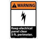 NMC WGA26 Warning Keep Electrical Panel Clear 5 Ft. Perimeter Sign