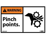 NMC WGA32LBL Warning Pinch Points Label, Adhesive Backed Vinyl, 3