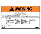 NMC WGA36LBL Warning Arc Flash Hazard Label, Adhesive Backed Vinyl, 3