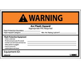 NMC WGA37LBL Warning Arc Flash Hazard Label, Adhesive Backed Vinyl, 3