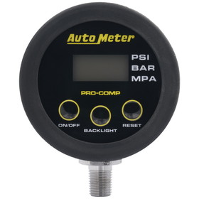 AutoMeter 2167 GAUGE HEAD, TIRE PRESS, 50 PSI/3.45 BAR, RACE DIGITAL, BACKLIT W/ MEM, PRO-COMP