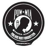 Axiz Group PWRPOWMIA Decal; Military; Pow Mia You Are Not Forgotten; Backlit Led; Round; Black/ White; Black Plastic; 4.5 Inch Diameter