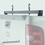 Backrack 11520 Ladder Rack; Rear Bar; Stake Pocket Mount; Direct-Fit; 3 Inch Height; Non-Adjustable; Use With Backrack Cab Guard; Powder Coated; Black; Steel