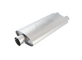 Borla 400486 Exhaust Muffler; Pro Xs Series; T-304 Stainless Steel; 4 Inch Height X 9-1/2 Inch Width Case; Single 3 Inch Center Notched Inlet; Dual 2-1/4 Inch Notched Outlet; 19 Inch Body