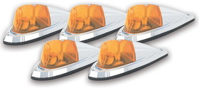 Pacer Performance 20-105 Amber Deluxe Chrome Hi-5 Cab Roof Light Kit