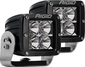 RIGID D-Series PRO LED Light, Flood Optic, Heavy Duty, Black Housing, Pair