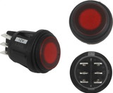 RIGID 3 Position Rocker Switch (On/Off/Backlight), Red, Single