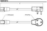 Southwire 30AM15AF12 Adapter 12' 30A M - 15A