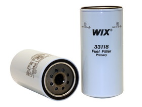 Wix Filters 33118 Fuel Filter; Spin-On Style; 7.827 Inch Height X 3.698 Inch Outside Diameter Top; 240 Psi Burst Pressure; 21 Micron Element;