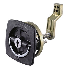 Perko 0931DP1BLK Flush-Mount Locking Latch with Offset Cam Bar and Flexible Polymer Strike for 1-1/8" to 2" Mounting Hole - Black