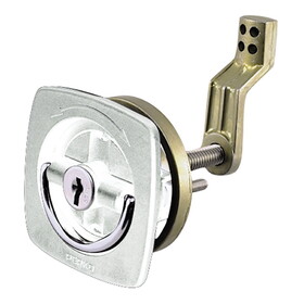 Perko 0931DP1WHT Flush-Mount Locking Latch with Offset Cam Bar and Flexible Polymer Strike for 1-1/8" to 2" Hole - White