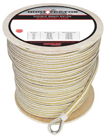 Extreme Max 3006.2376 BoatTector Premium Double Braid Nylon Anchor Line with Thimble - 1/2" x 800', White & Gold