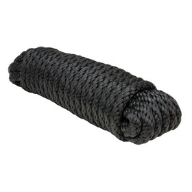 Extreme Max 3008.0009 Solid Braid MFP Utility Rope - 1/4" x 100', Black