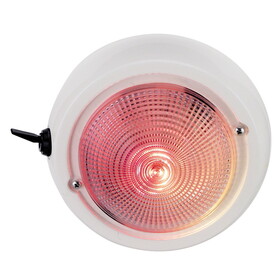 Perko 1263DP1WHT 12V Exterior Surface Mount Dome Light with Red and White Bulbs - 5" Diameter White Base
