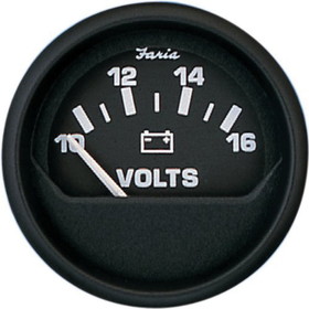 Faria 12821 Euro Voltmeter (10-16 VDC) - 2", Black