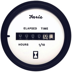 Faria 12913 Euro Digital Hourmeter (12-32 VDC) - 2", White