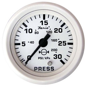 Faria 13108 Dress Water Pressure Gauge Kit 30 PSI - White, 2"