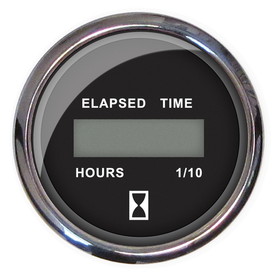 Faria 13715 Chesapeake Stainless Steel Digital Hourmeter (12-32 VDC) - 2", Black