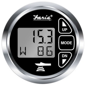 Faria 13752 Chesapeake Stainless Steel Depth Sounder with Air and Water Temperature (Transom Mounted Transducer) - 2", Black