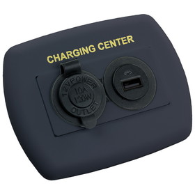 JR Products 15095 12V/USB Charging Center - Black