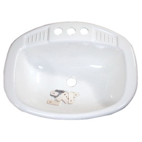 LaSalle Bristol 16 270PW Oval Lavatory Sink With 3 Mounting Holes - White