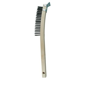 Redtree Industries 17012 Long Curved Handle Steel Wire Scratch Brush with Scraper