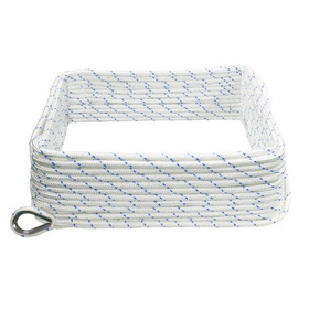 Extreme Max 3006.2496 BoatTector Double Braid Nylon Anchor Line with Thimble - 3/8" x 100', White with Blue Tracer