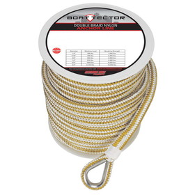 Extreme Max 3006.2258 BoatTector Premium Double Braid Nylon Anchor Line with Thimble - 1/2" x 150', White & Gold