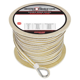 Extreme Max 3006.2264 BoatTector Premium Double Braid Nylon Anchor Line with Thimble - 1/2" x 250', White & Gold