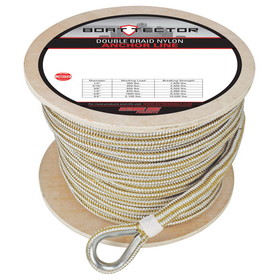Extreme Max 3006.2273 BoatTector Premium Double Braid Nylon Anchor Line with Thimble - 5/8" x 200', White & Gold