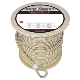 Extreme Max 3006.2279 BoatTector Premium Double Braid Nylon Anchor Line with Thimble - 5/8" x 300', White & Gold