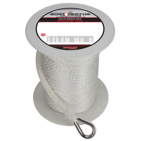 Extreme Max 3006.2288 BoatTector Solid Braid MFP Anchor Line with Thimble - 3/8" x 150', White