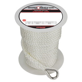 Extreme Max 3006.2294 BoatTector Twisted Nylon Anchor Line with Thimble - 3/8" x 150', White