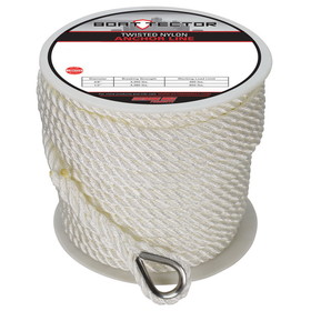 Extreme Max 3006.2306 BoatTector Twisted Nylon Anchor Line with Thimble - 1/2" x 200', White