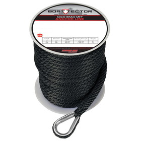 Extreme Max 3006.3468 BoatTector Solid Braid MFP Anchor Line with Thimble - 1/2" x 100', Black